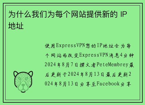为什么我们为每个网站提供新的 IP 地址 